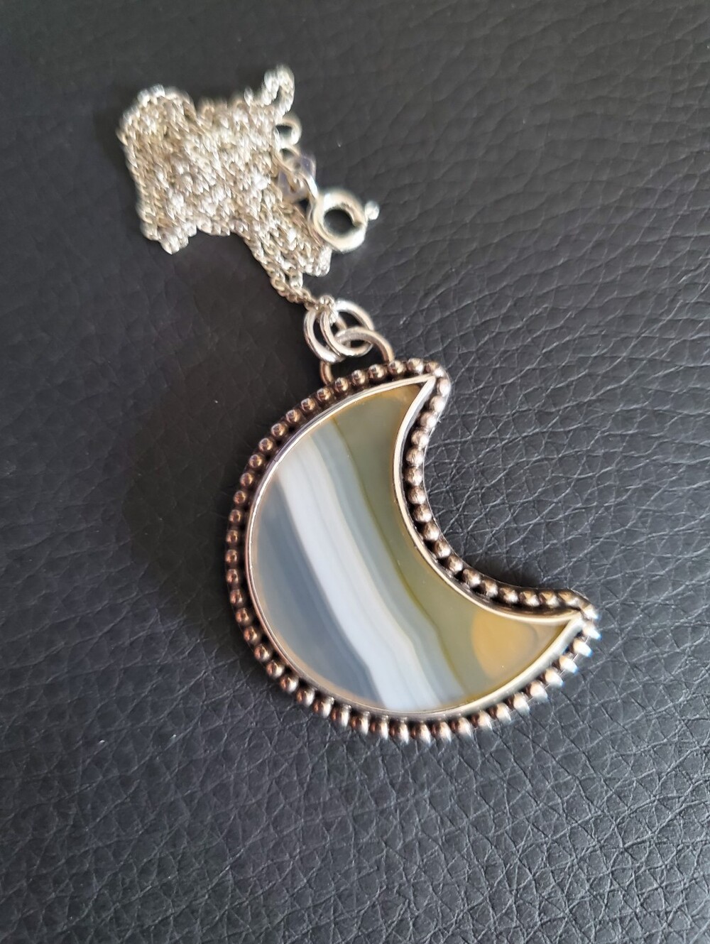 Dust2dust Custom Quartz Crescent Moon Gemstone Sterling Silver Necklace Ooak